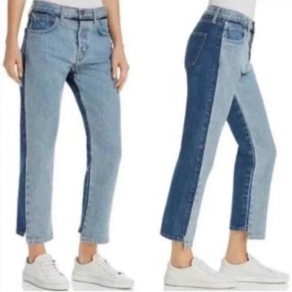 Current/Elliott The High Waist Somera Crop NWOT two tone contrast jeans
